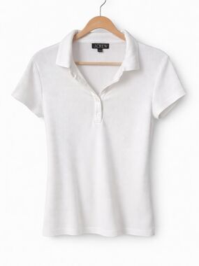 J.Crew White Short-Sleeve Ribbed Polo Shirt